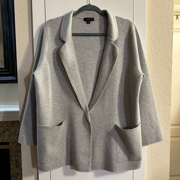 J.Crew Sophie Knit Sweater Gray Blazer Cardigan Classic Minimalist Size Medium - Picture 4 of 8
